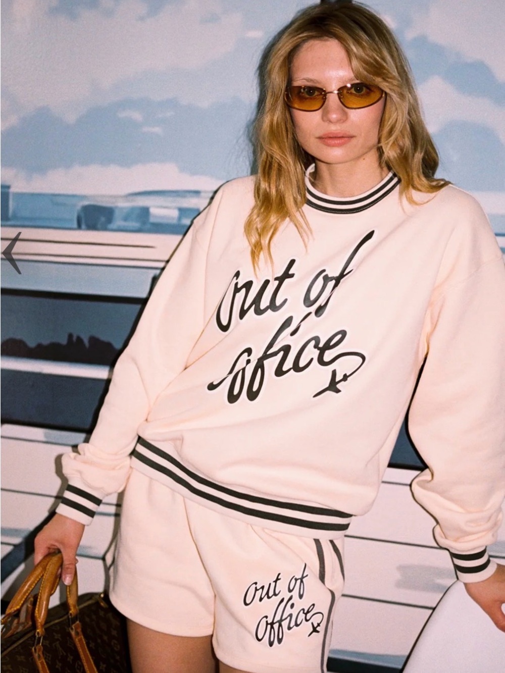 S/M NWT 8/10 Out of Office Cream Sweatshirt & Shorts Set